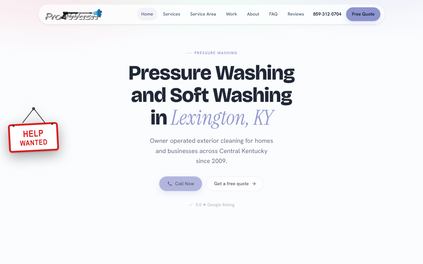 A complete service business website built by CRMinvoicing in the Aurora theme